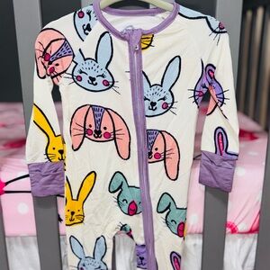 Adorable Bunny Print Baby bamboo zippy